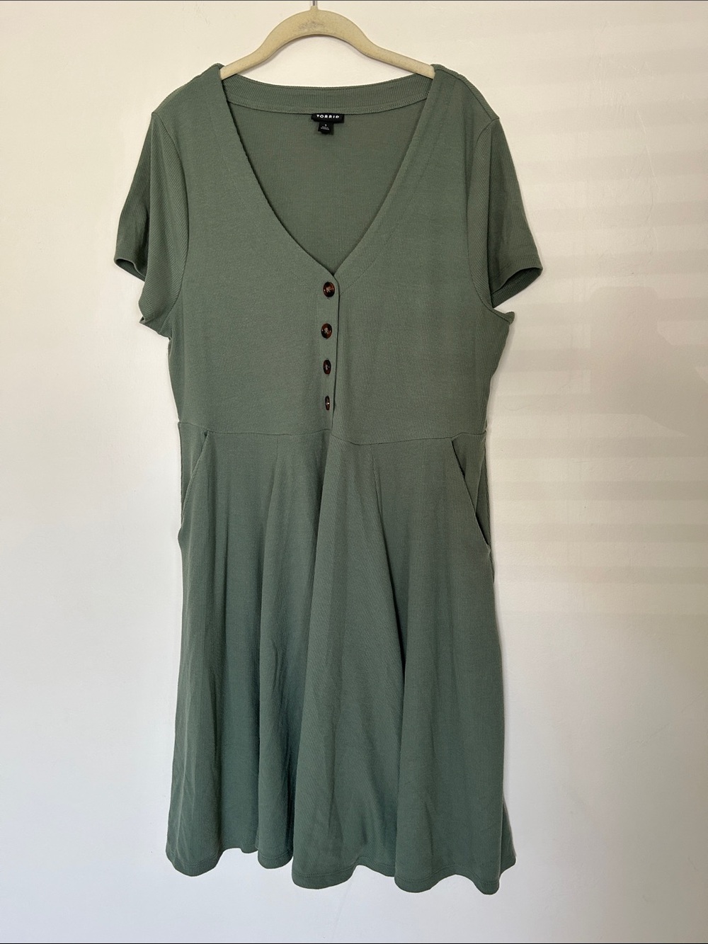 Torrid 1 Light Olive Rib Skater Dress - Picture 2 of 7